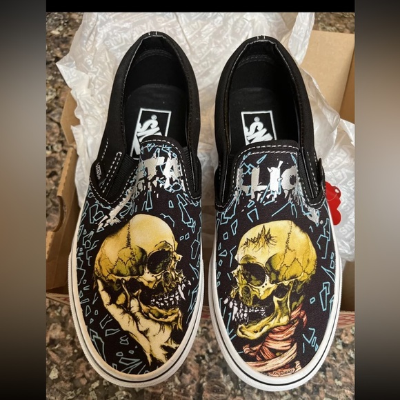 VANS X METALLICA Pushead Skull SLIP ON SHOES-SIZE Mens 3.5 Women’s 5 Collectors